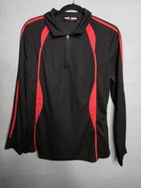 Mens Large Pullover STRETCH Polo Moisture Wicking Red Black Jack Smith 1/4 Zip